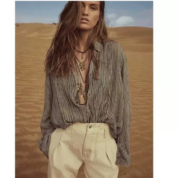 Free People Tops - Free people One Striped blue and White Women's Top